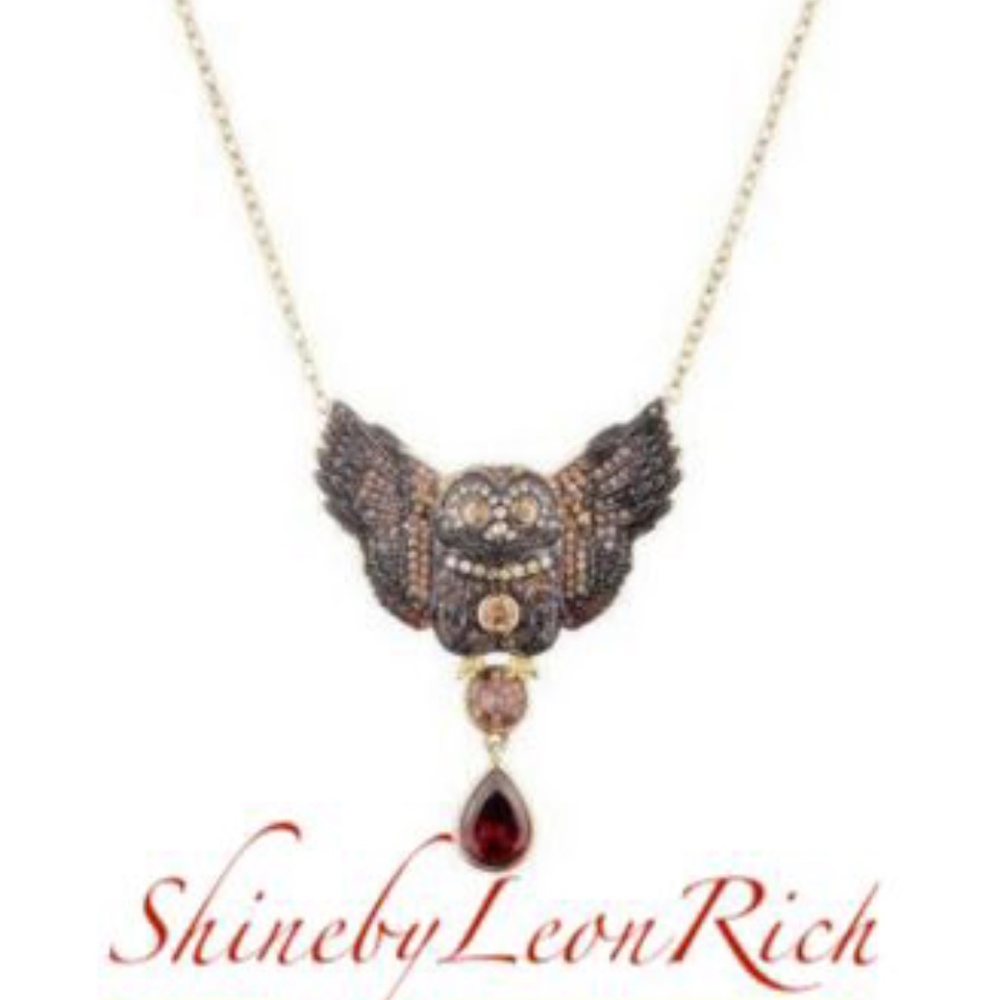 nOir Multi-Colored Cubic Zirconia Owl Necklace